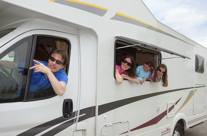 image of family in an RV in Texas